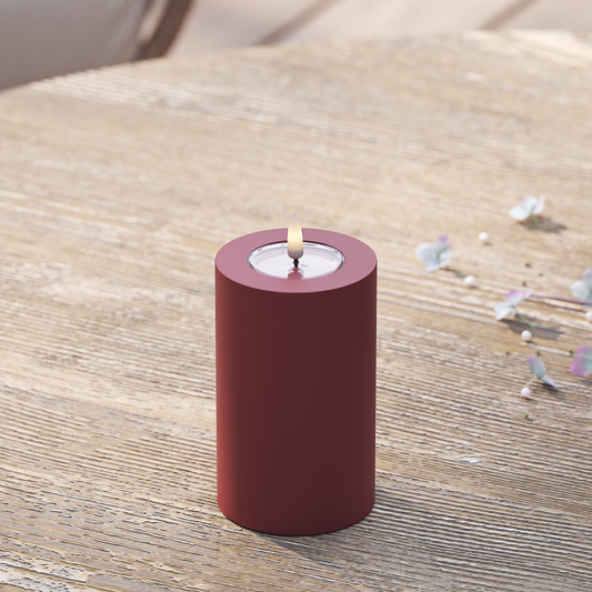 LED-Blockkerzen für den Außenbereich, Ø 7,5 x 12,5 cm, Bordeaux