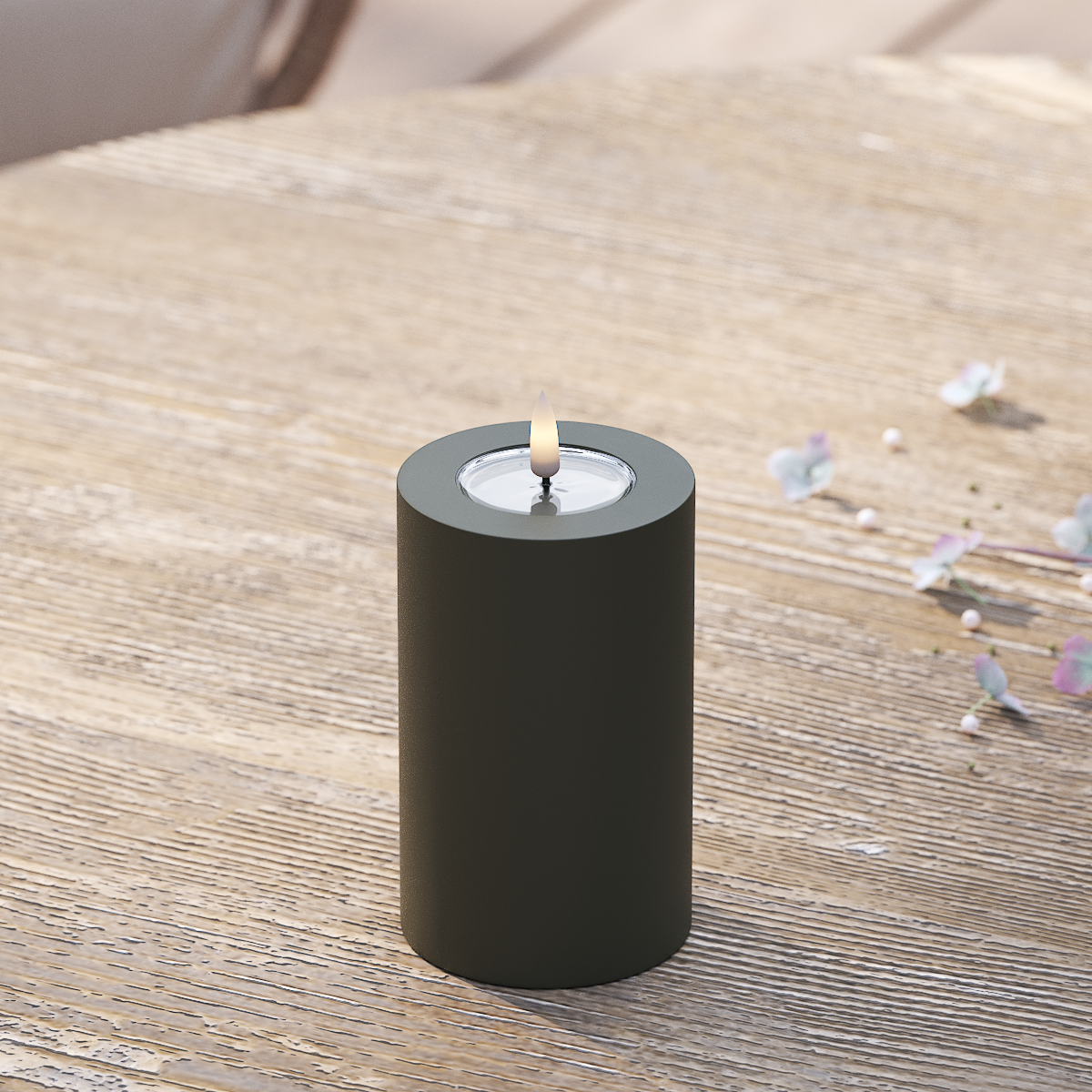 LED-Blockkerzen für den Außenbereich Ø 7,5 x 12,5 cm Dunkelgrün
