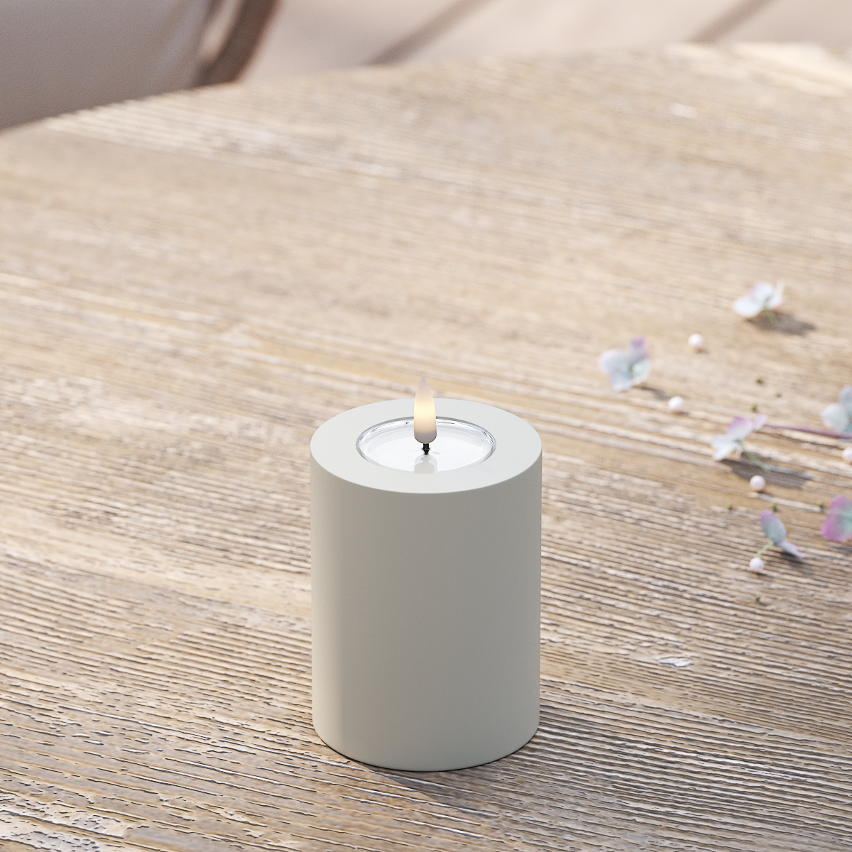 LED-Blockkerzen für den Außenbereich Ø 7,5 x 10 cm Sand