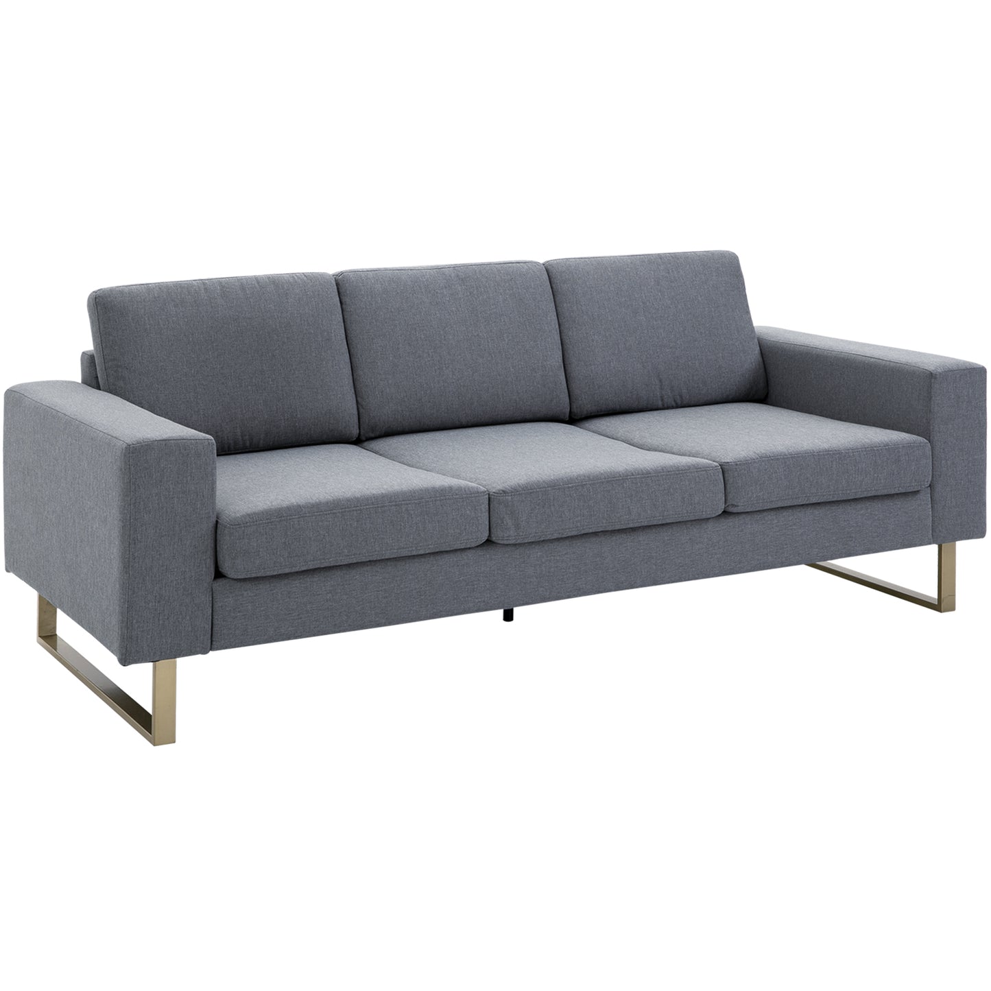 HOMCOM Polstersofa 3-Sitzer Sofa Stoffsofa Sitzmöbel Fernsehsessel Kissen Armlehne Leinen dunkelgrau 200 x 82 x 78 cm   Aosom