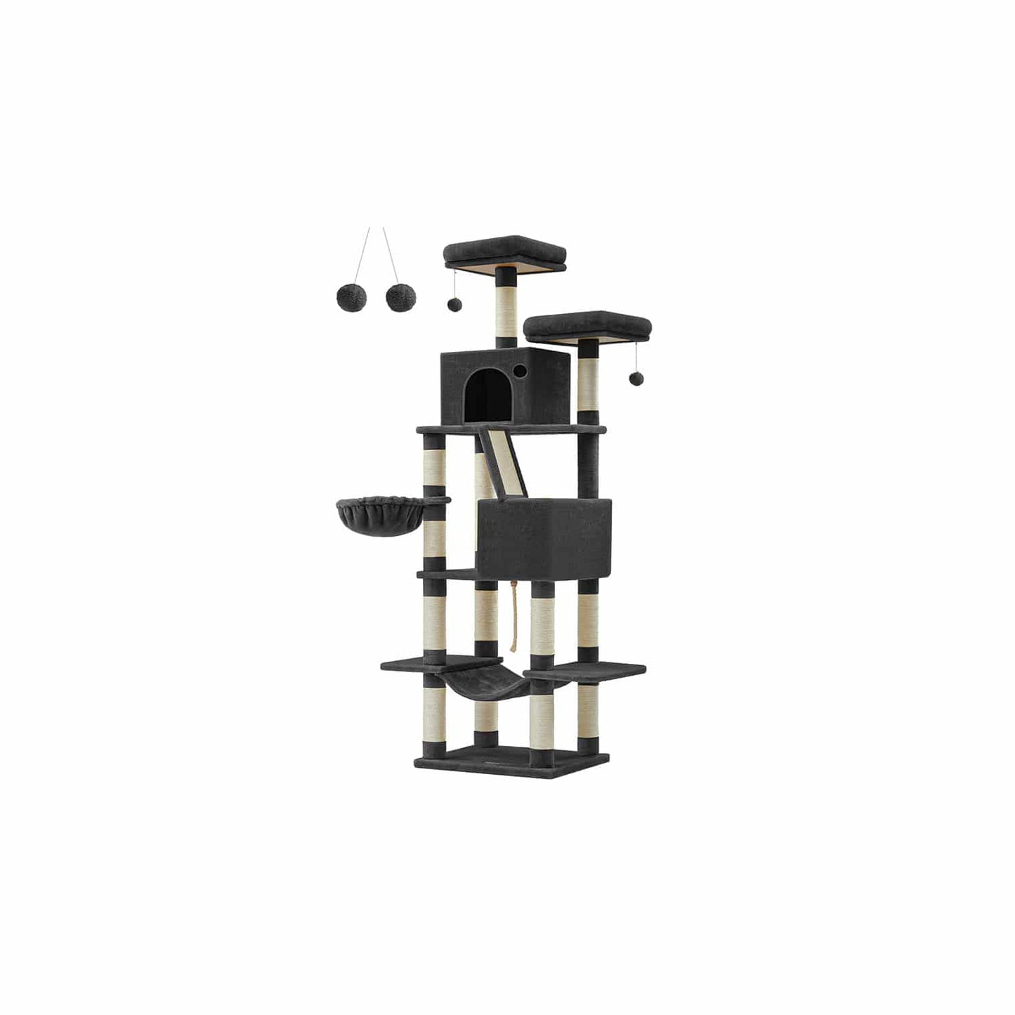 Kratzbaum groß 206 cm hoch mehrstöckig tintenschwarz