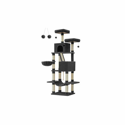 Kratzbaum groß 206 cm hoch mehrstöckig tintenschwarz