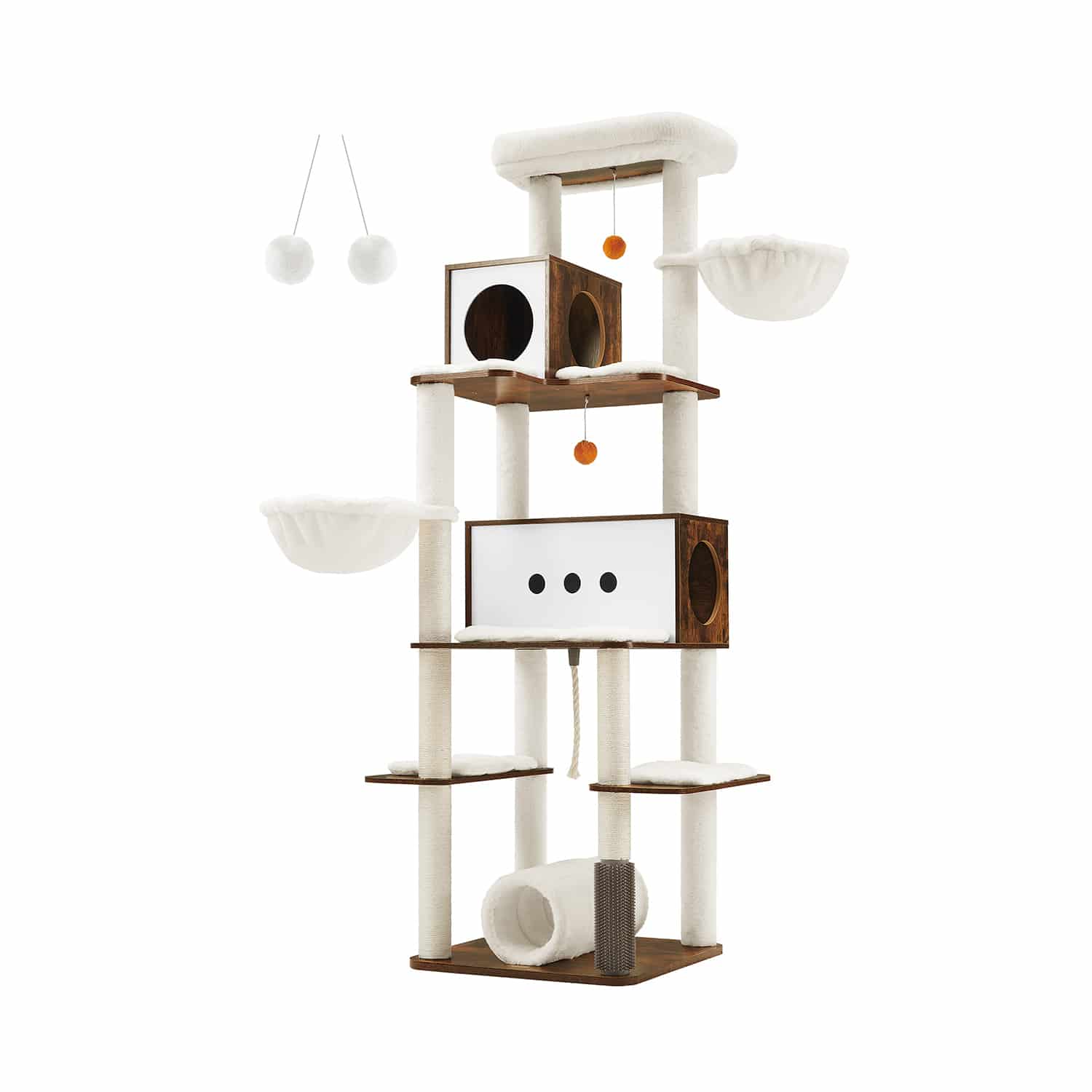 Kratzbaum mit 2 Höhlen und 2 Liegemulden vintagebraun