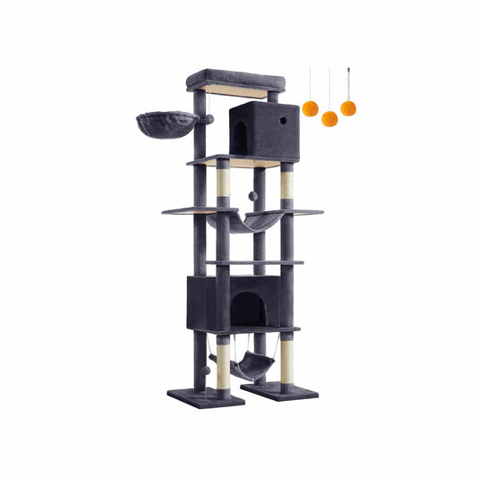 Kratzbaum groß 201 cm hoch mit einer Plattform dunkelgrau