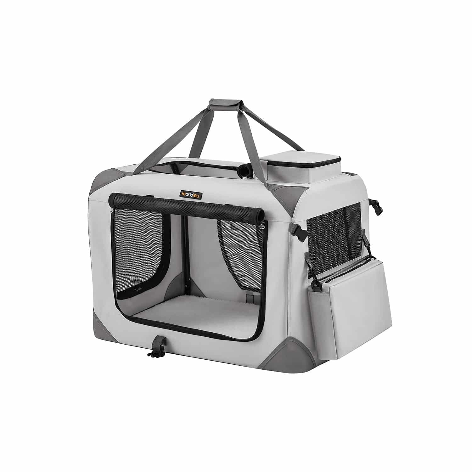 Hundebox L aus Oxford-Gewebe mit Griffen rauchgrau