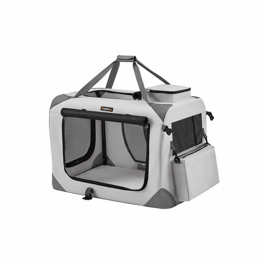 Hundebox L aus Oxford-Gewebe mit Griffen rauchgrau