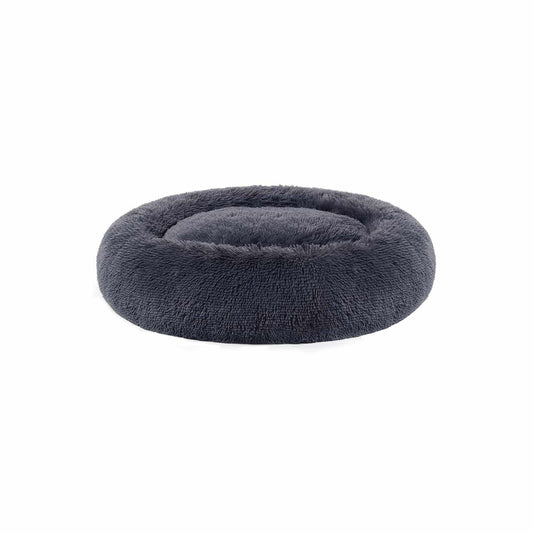 Hundebett flauschig mit Donut Kissen dunkelgrau
