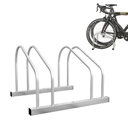 SPORTNOW Fahrradständer 2 Fahrräder Fahrradständer Reifenablage 61 mm Abmessung 50L x 34B x 27,5H cm Stahl silber   Aosom