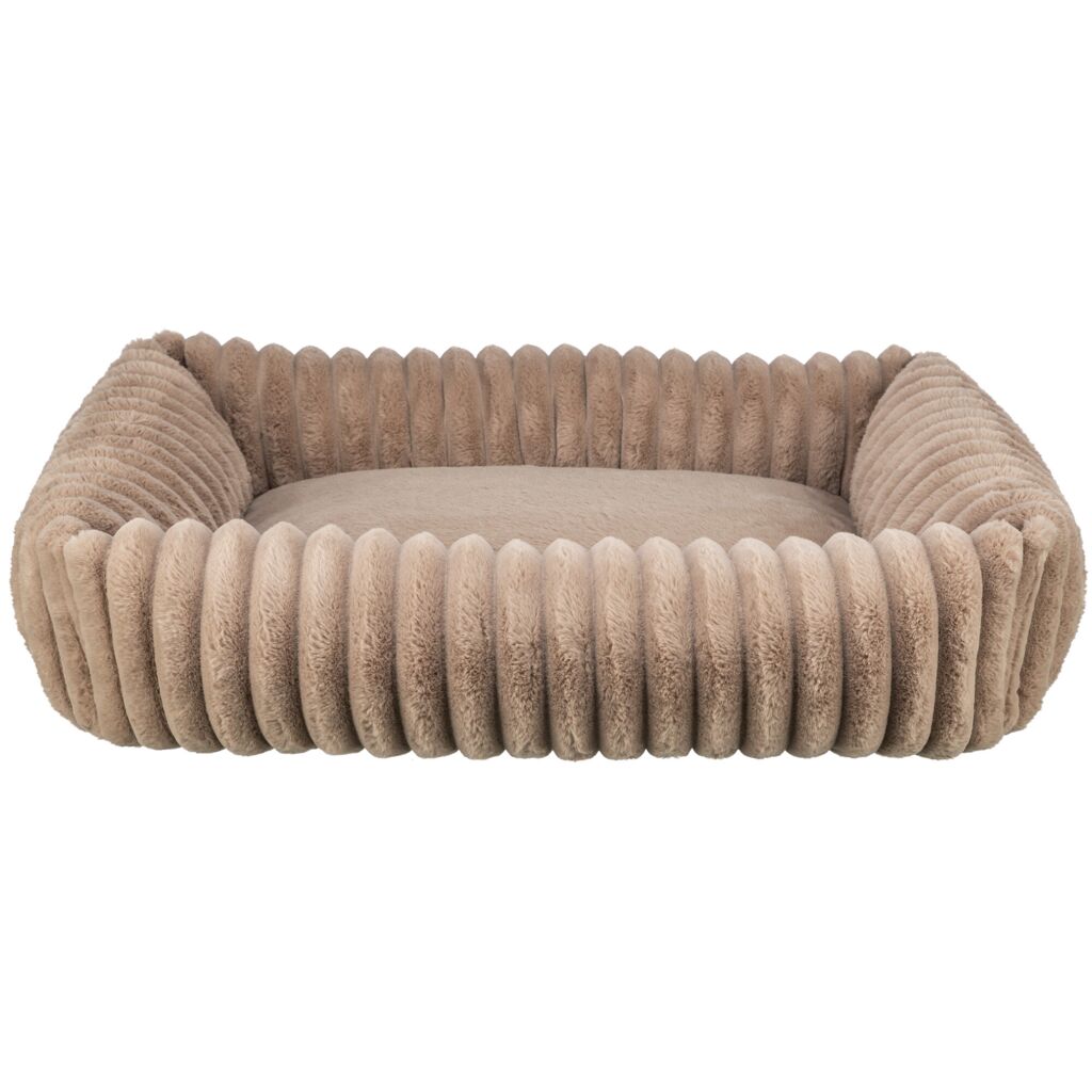 Bett Lonni, Cordplüsch, eckig, hellbraun