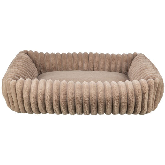 Bett Lonni, Cordplüsch, eckig, hellbraun