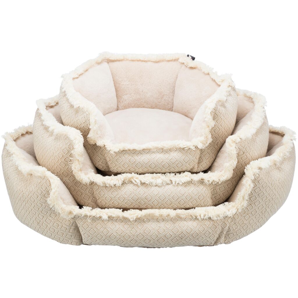 Bett Boho, rund, beige
