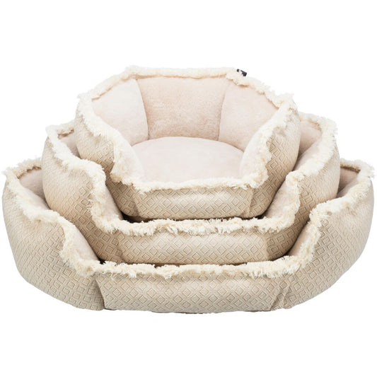 Bett Boho, rund, beige