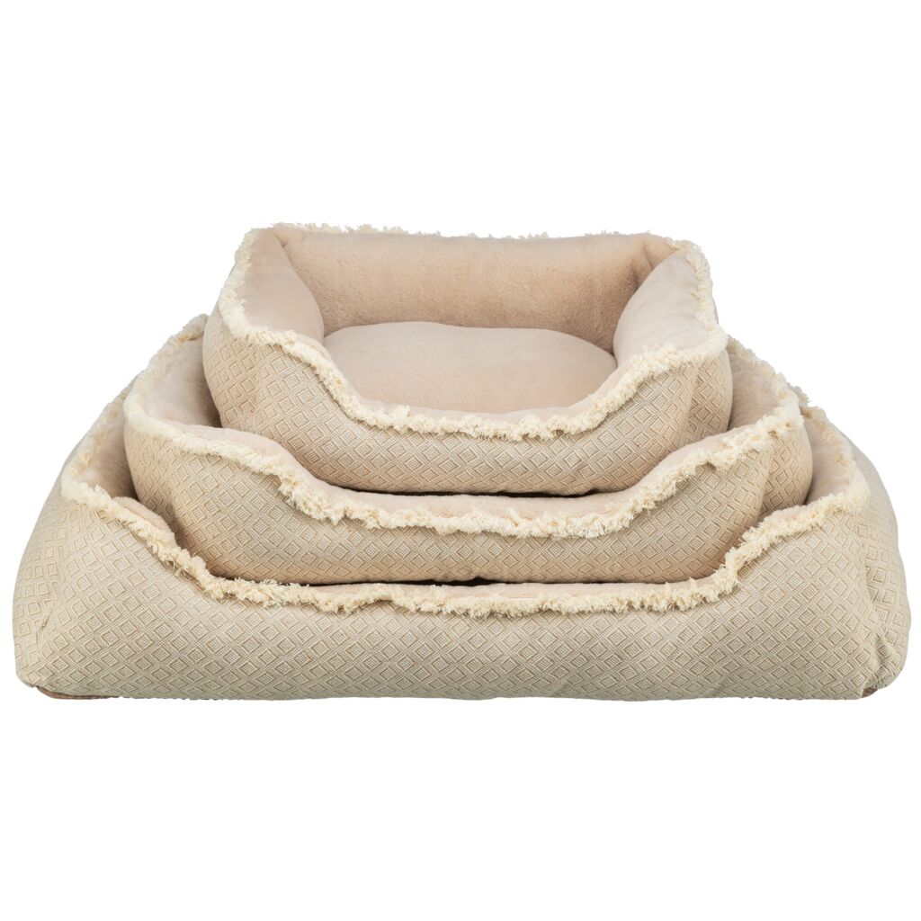 Bett Boho, eckig, beige