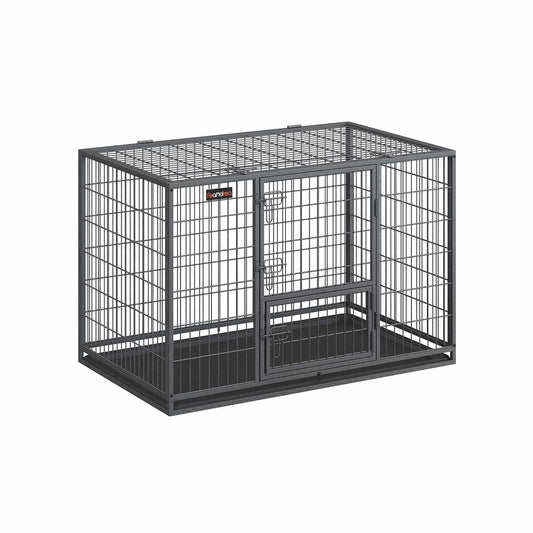 Hundekäfig hochbelastbar 122 x 75,5 x 80,5 cm grau