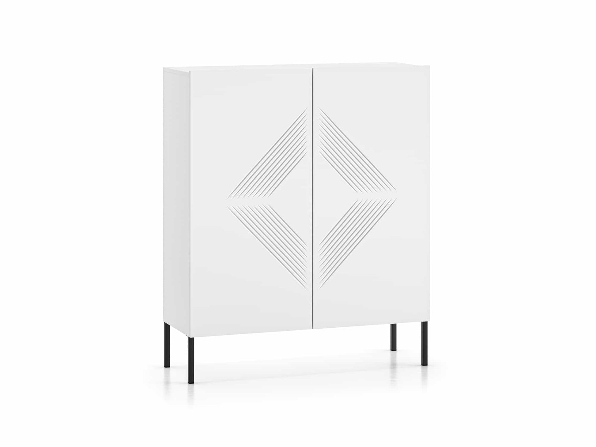 Clearing 01 weiße Kommode mit schwarzen Füßen