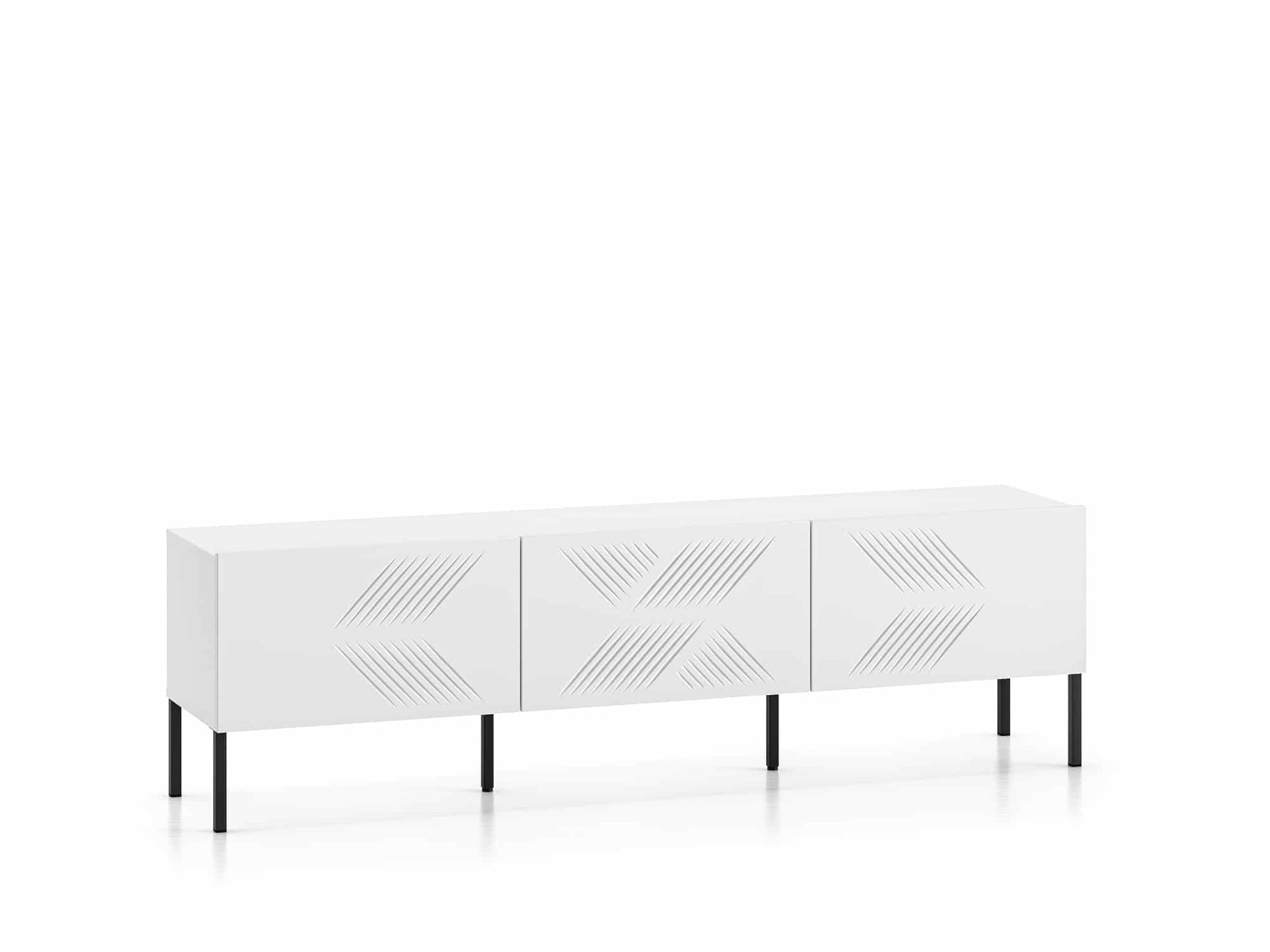 Clearing 04 weißes TV Lowboard mit schwarzen Füßen