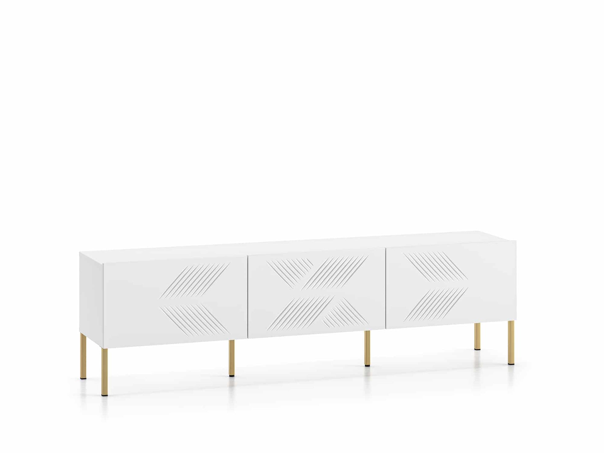 Clearing 04 weißes TV Lowboard mit goldenen Füßen