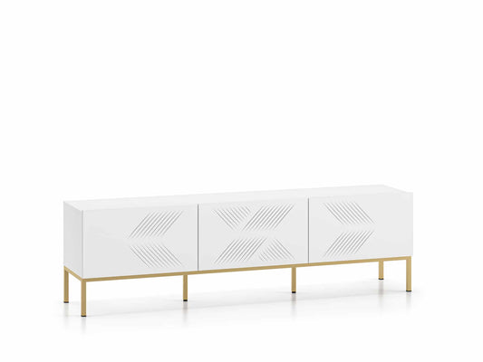 Clearing 04 weißes TV Lowboard mit goldenen Gestell