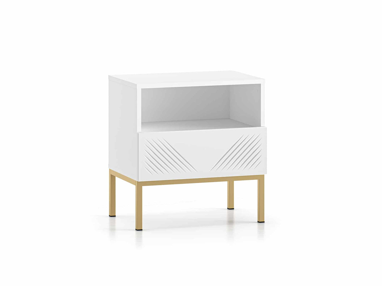 Clearing 05 weißer Nachttisch/Beistelltisch mit goldenen Gestell