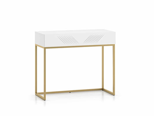 Clearing 06 weißer Konsolentisch/Schminktisch mit goldenen Gestell