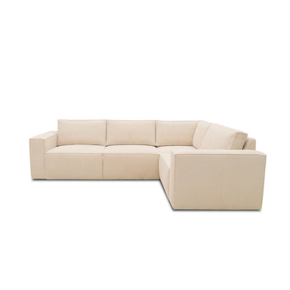 Ecksofa 101 017, Sofa, L-Form, Cord-Sofa, Couch, Polsterecke, Eckcouch, 277 x 197 x 84 cm (BxTxH), Creme   Aosom