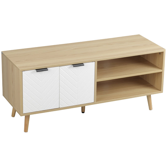 HOMCOM TV-Möbel für Fernseher bis zu 46 Zoll im skandinavischen Design mit 2 Türen, 2 Fächern mit Kabeldurchführungen 110L x 39B x 48,8H cm, Wohnzimmer, Schlafzimmer   Aosom