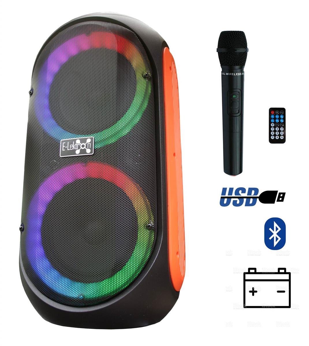 EL808214 E-Lektron EL214-P tragbare Bluetooth Partybox mit Lichtshow