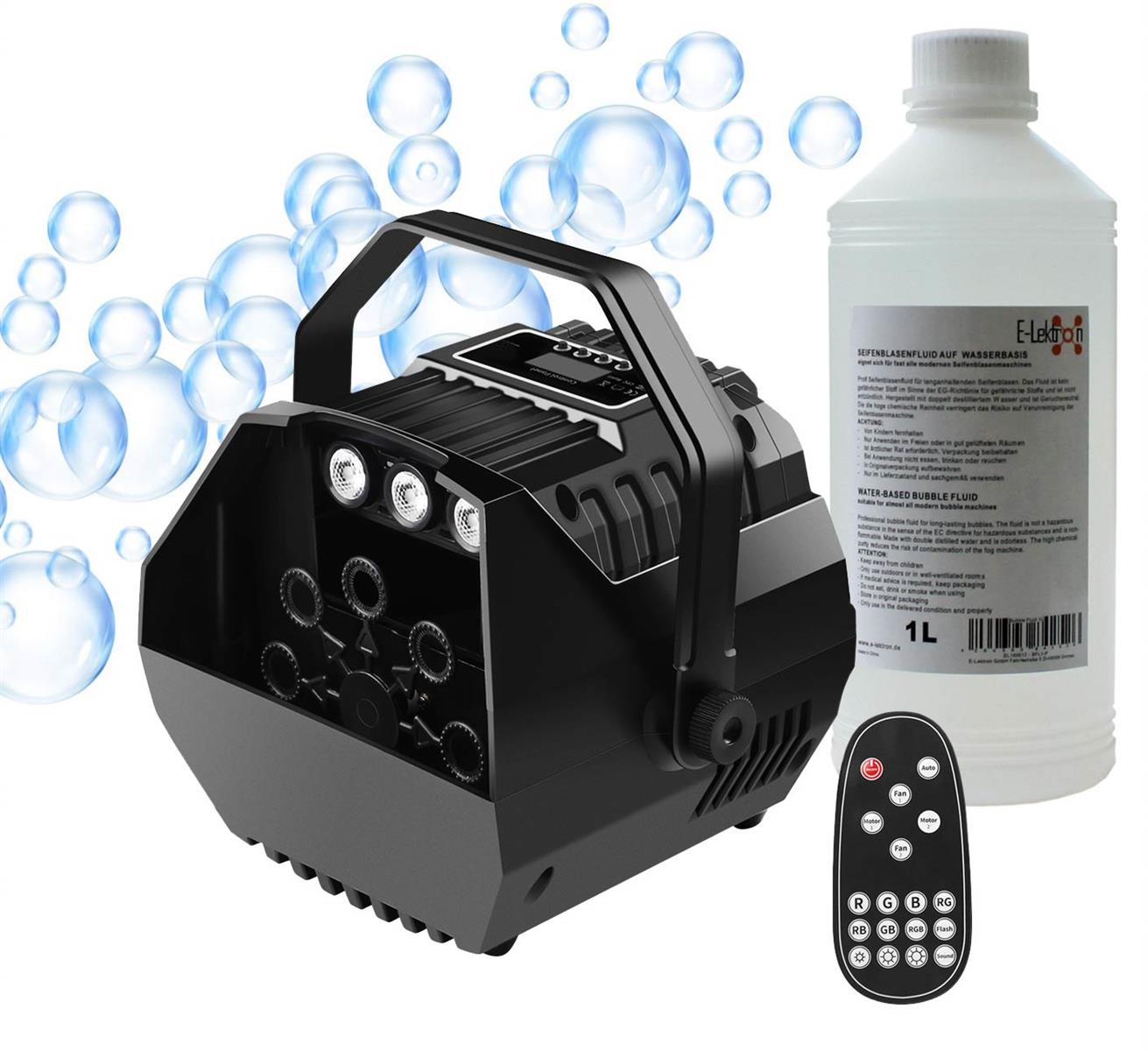 EL189072 E-Lektron B102 Seifenblasenmaschine RGB LED inkl. 1L Fluid