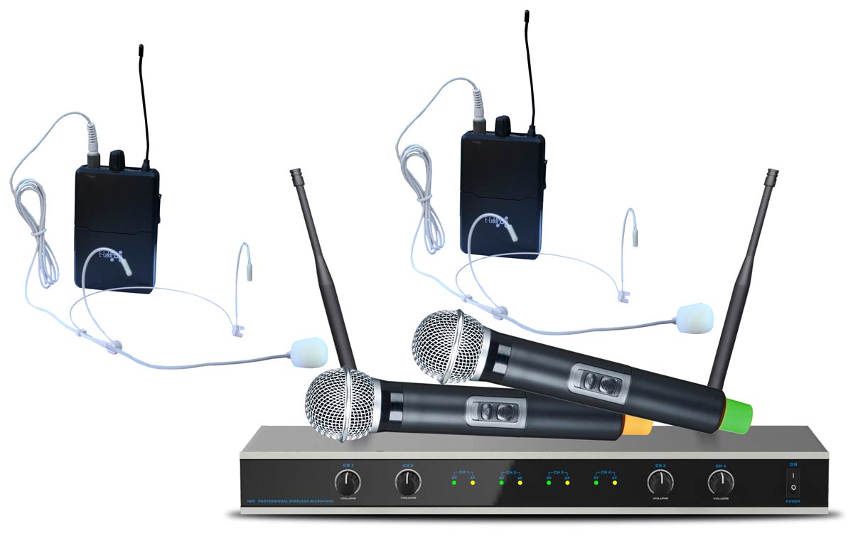 EL173778 E-Lektron IU-4011MH UHF Funkmikrofon System 2 Mikro/2 Headset