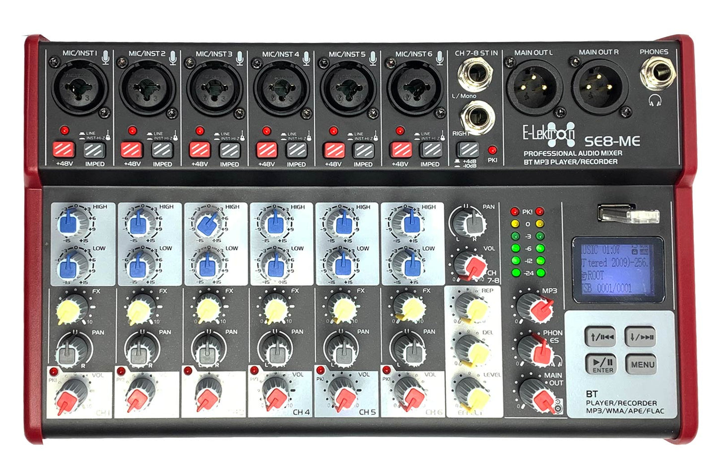 EL172586 E-Lektron SE-8 Live Mischpult 6-Kanal + stereo AUX / USB / BT