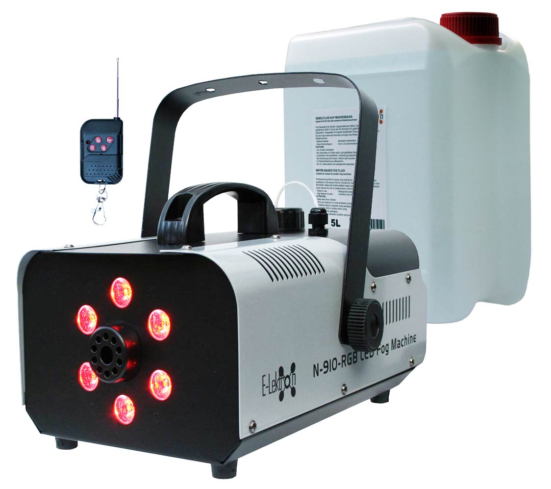 EL189045 E-Lektron N-910-RGB Nebelmaschine 900W inkl. 5L Nebelfluid