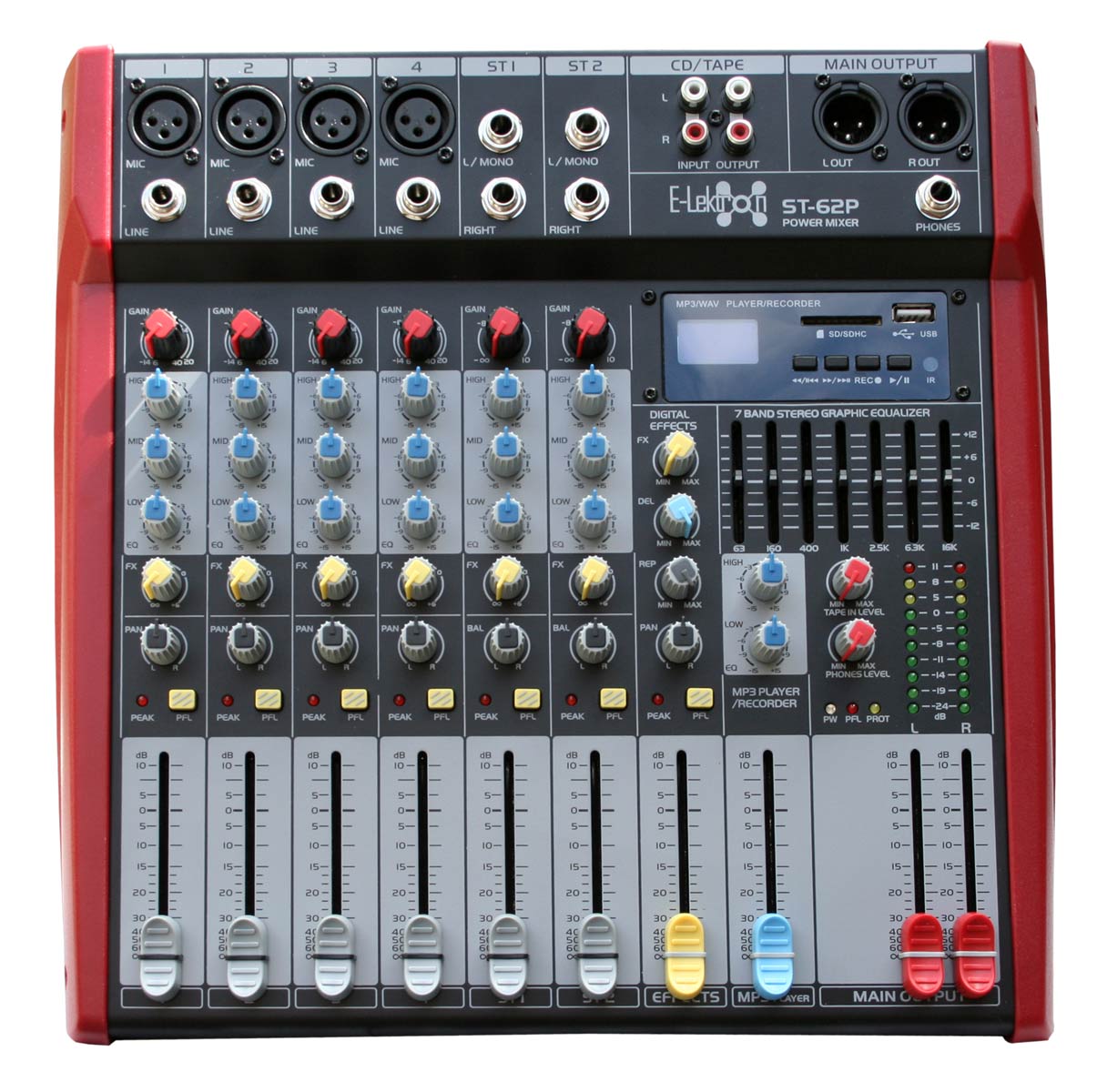 EL172612 E-Lektron ST-62P Live Power-Mixer 4-Kanal + 2x stereo + Mediaplayer