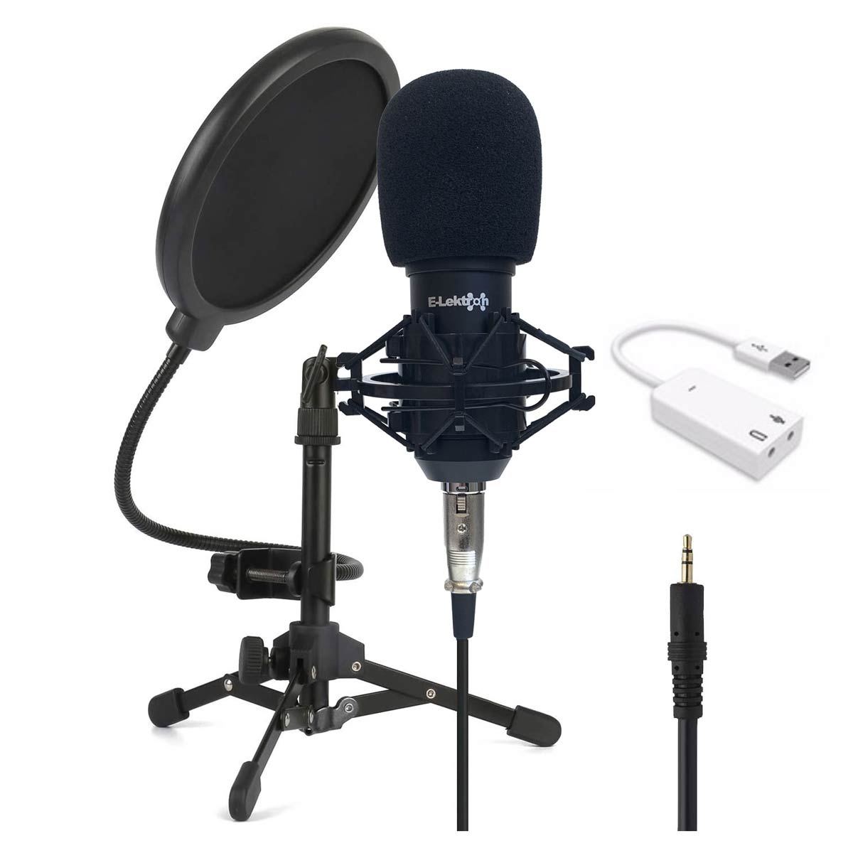 EL173531 E-Lektron KM800 Recording Kondensator-Mikrofon Set inkl. USB-Soundkarte