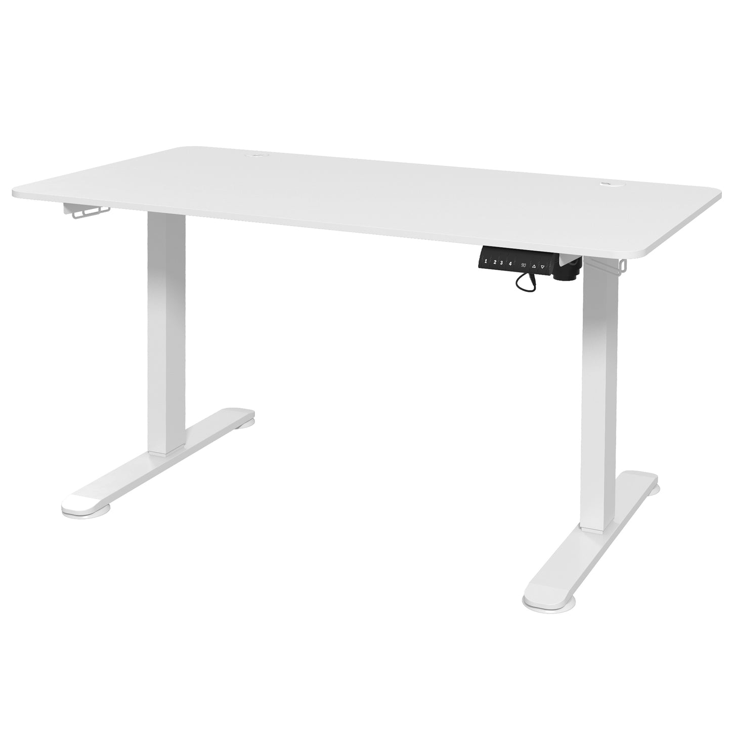 Vinsetto Höhenverstellbarer Schreibtisch 140x70cm elektrisch Computertisch 4 Memory Ergonomisch Sitz Stehpult Haken Anti-Kollision Weiß   Aosom