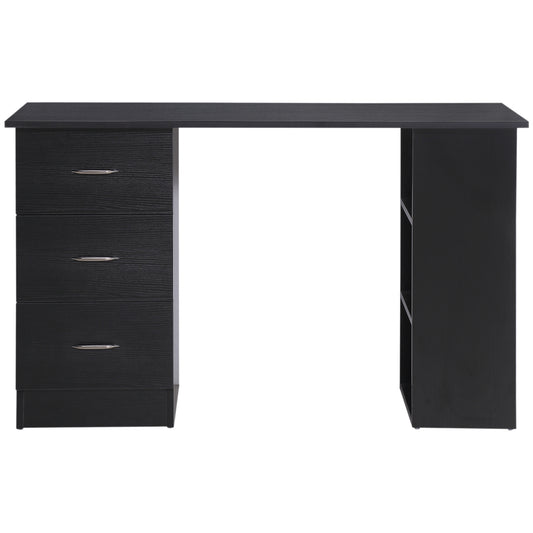 HOMCOM Computertisch Büromöbel 3 Schubladen + 3 Regale Große Arbeitsplatte 120L x 49B x 72H cm MDF Schwarz   Aosom