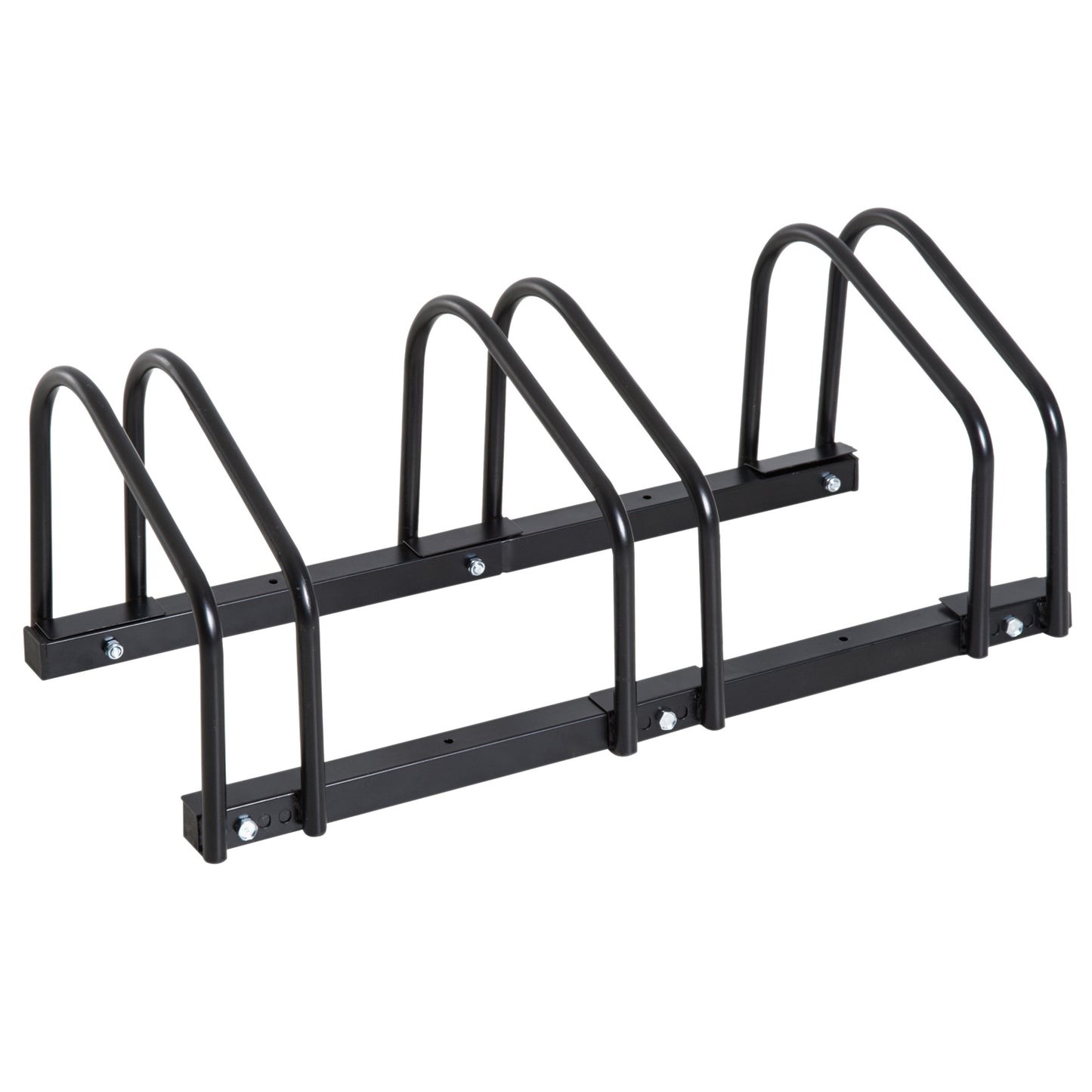 HOMCOM Fahrradständer für 3 Fahrräder, Fahrradablage, Fahrradregal, Fahrradträger für Reifenbreite 65 mm, Abmessungen 76L x 33B x 27H cm, Stahl schwarz   Aosom