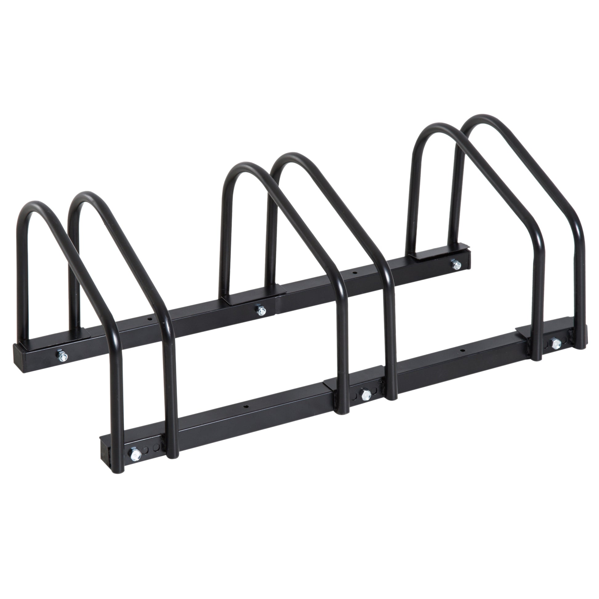 HOMCOM Fahrradständer für 3 Fahrräder, Fahrradablage, Fahrradregal, Fahrradträger für Reifenbreite 65 mm, Abmessungen 76L x 33B x 27H cm, Stahl schwarz   Aosom