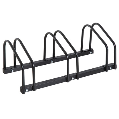 HOMCOM Fahrradständer für 3 Fahrräder, Fahrradablage, Fahrradregal, Fahrradträger für Reifenbreite 65 mm, Abmessungen 76L x 33B x 27H cm, Stahl schwarz   Aosom
