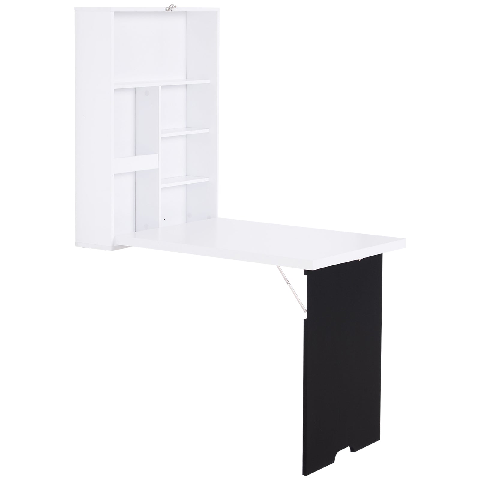 HOMCOM Wandtisch Wandklapptisch Klappschreibtisch mit Tafel Klappbarer Computertisch Esstisch MDF Schwarz+Weiß 60 x 94,5 x 147 cm   Aosom