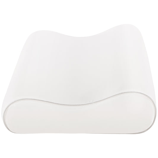 HOMCOM Memory-Foam-Nackenkissen mit abnehmbarem und waschbarem Bezug, doppelte Höhe, 60x40x10/12 cm, Weiß Creme   Aosom
