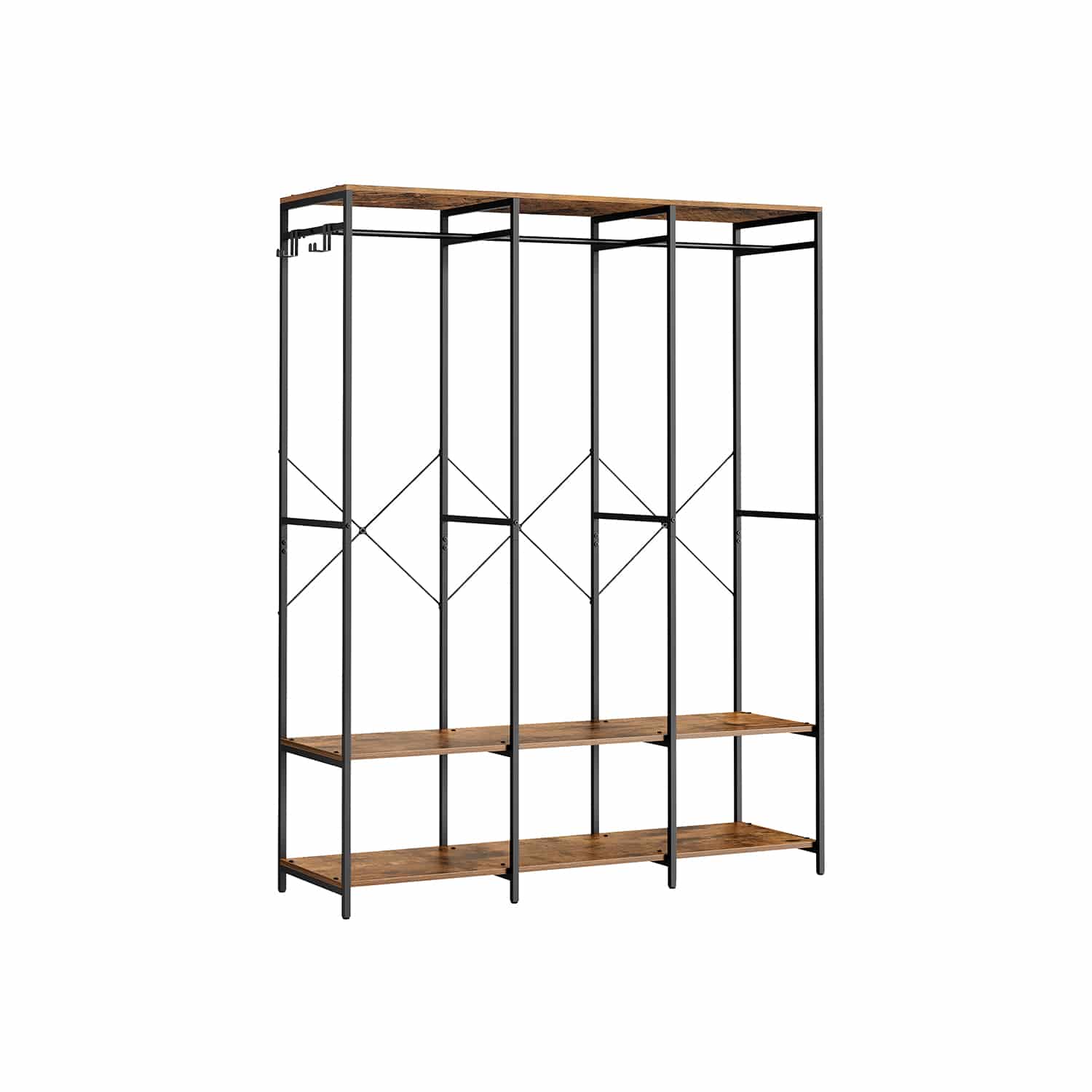 Kleiderschrank offen abnehmbare Haken vintagebraun