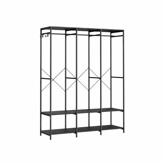 Kleiderschrank offen abnehmbare Haken ebenholzschwarz