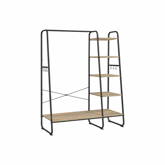 Kleiderständer mit 6 Haken türkisbraun-mattschwarz