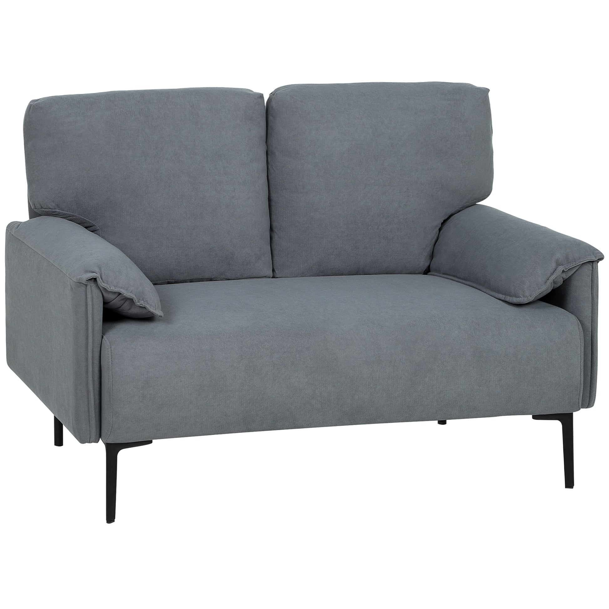 HOMCOM Sofa 2-Sitzer 127 cm Kleine Couch Polstersofa mit Gepolstert Armlehne, Samtoptik, Modernes Loungesofa für Wohnzimmer, Schlafzimmer, Kleine Räume, Grau   Aosom