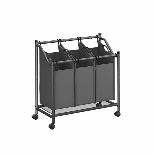 Wäschekorb mit Rollen 3 x 45 L schiefergrau