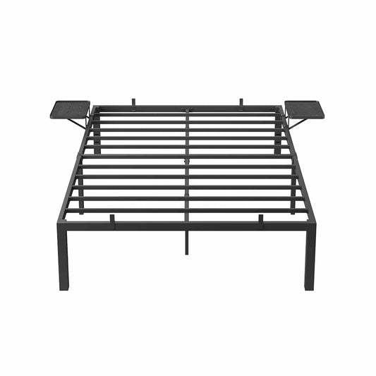 Bett 140 x 200 cm mit Aufbewahrungsregalen aus Metall