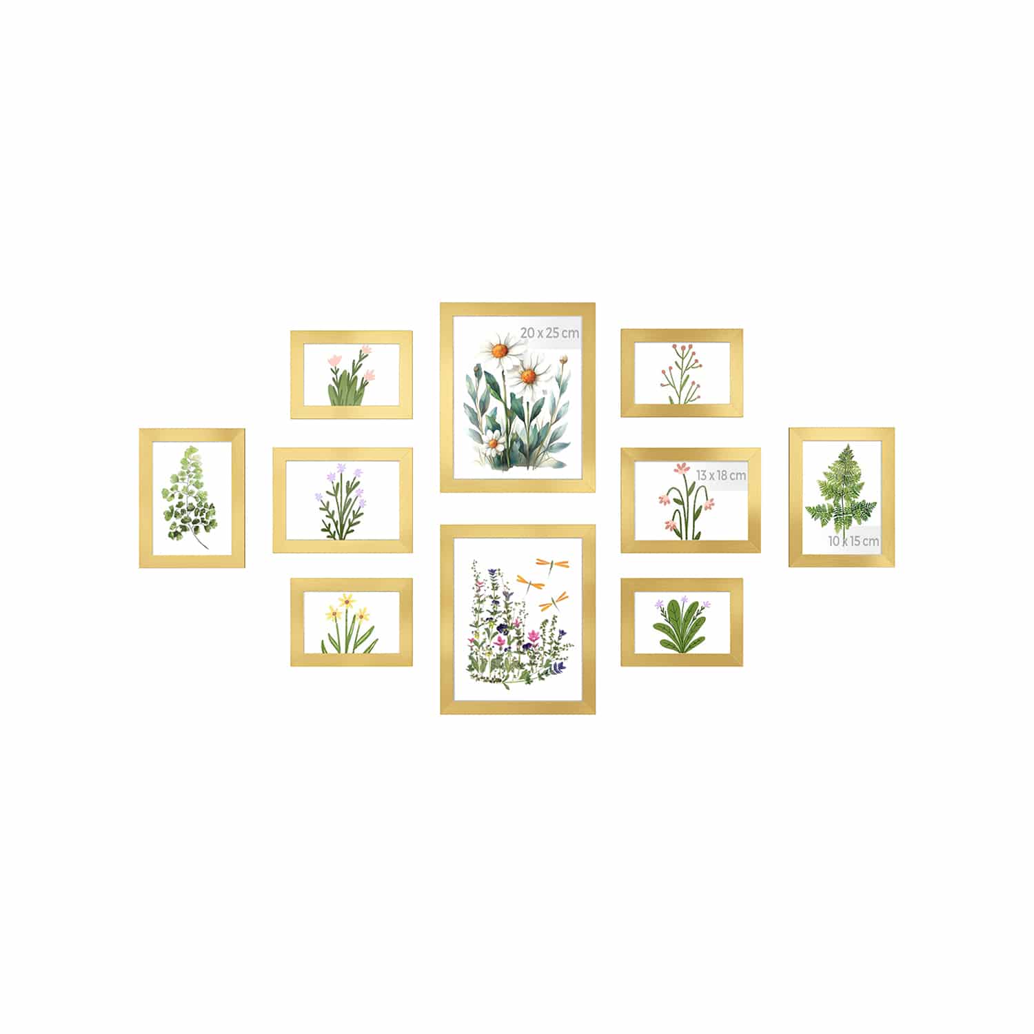 Bilderrahmen 10er Set mit Kunststoffscheibe aus MDF