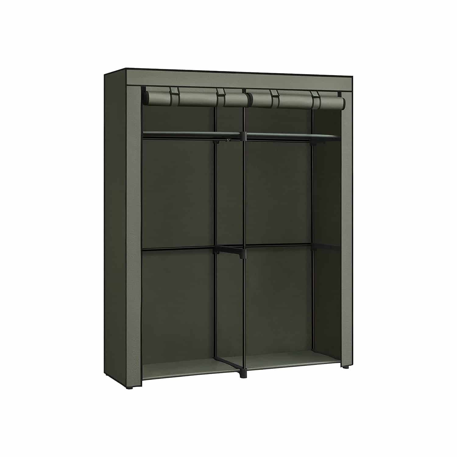 Stoffschrank mit 2 Kleiderstangen salbeigrün