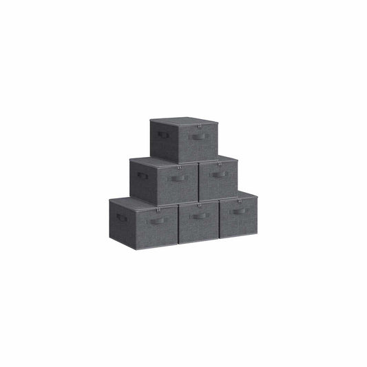 Aufbewahrungsbox mit Deckel 6er Set schiefergrau