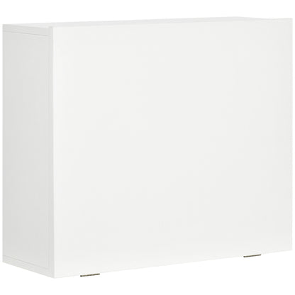 HOMCOM Wandklapptisch Zusammenklappbar und Platzsparend mit Regalen, für Büro, Wohnzimmer und Arbeitszimmer, aus Spanplatte und MDF, 60x21.5x50 cm, Weiß   Aosom